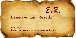 Eisenberger Rezső névjegykártya